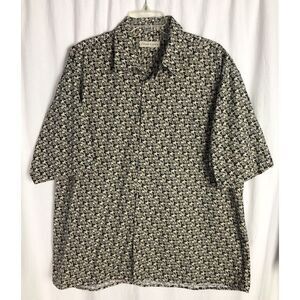 Preswick &‎ Moore Men's Cotton Button Up Short Sleeve Shirt  Size XL Geometric